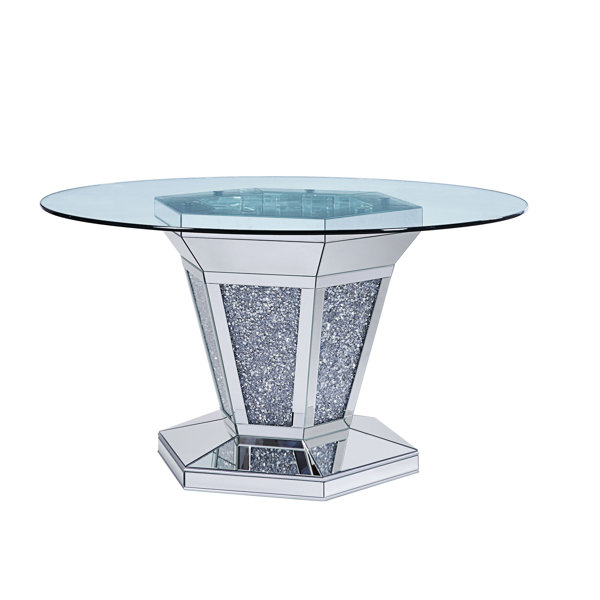 Everly Quinn Round Glass Top Dining Table Wayfair